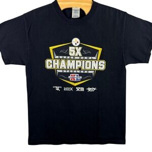 VINTAGE Pittsburgh Steelers T-Shirt Men M Black 5X Super Bowl Champions Graphic